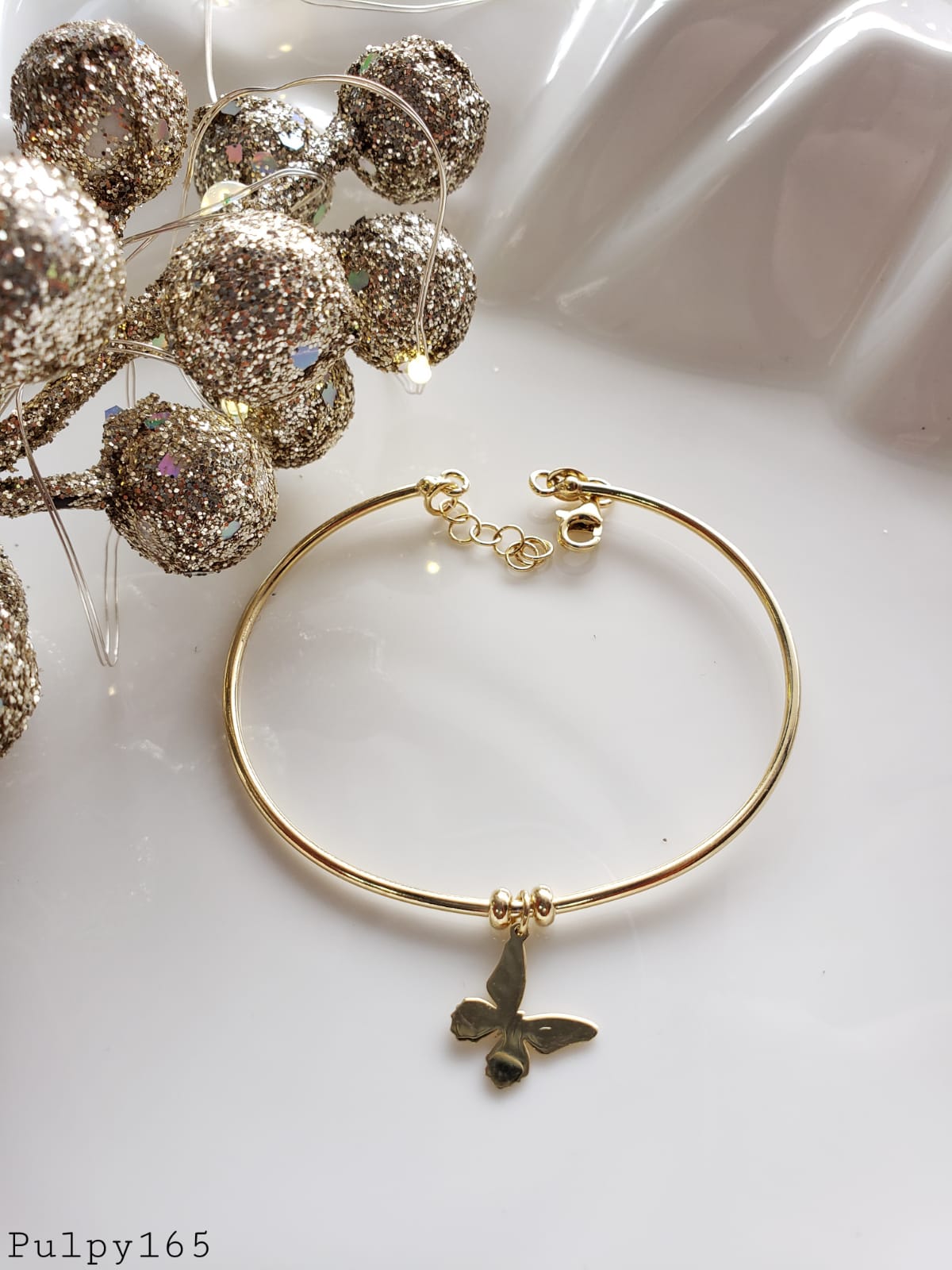 PULSERA GOLD DIJES COLGANTES TREBOL/MARIPOSA/ARBOL DE LA VIDA