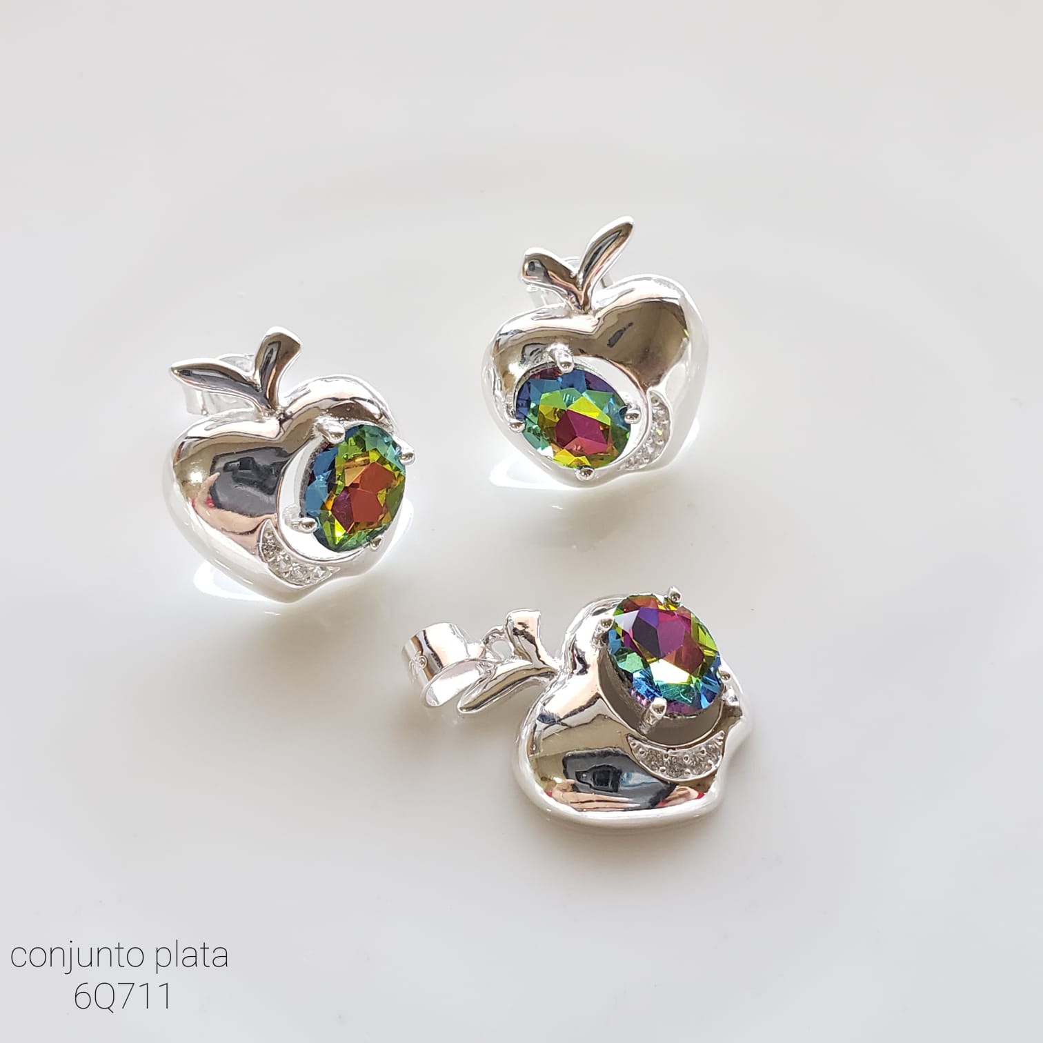 ARETES MANZANA TORNASOL/PLATA 925