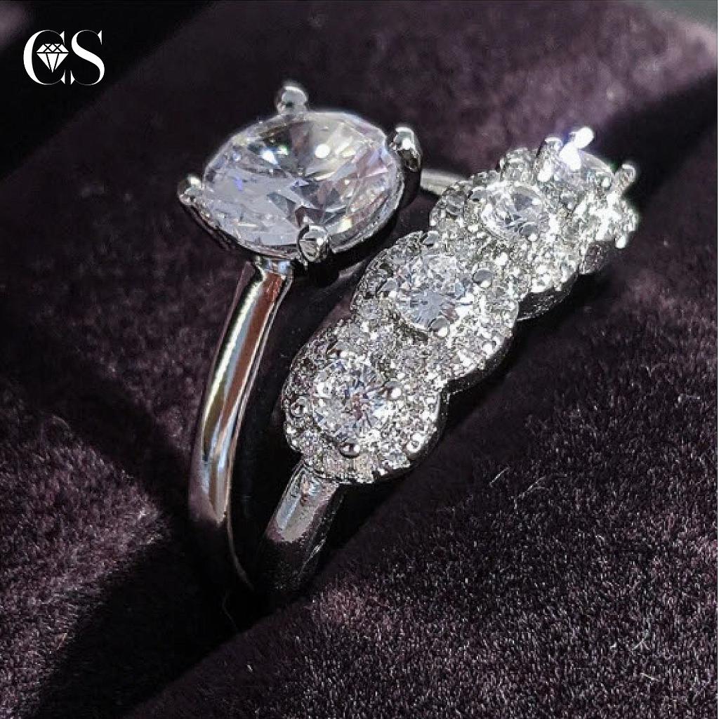 Anillos de compromiso circones laminado de plata 925