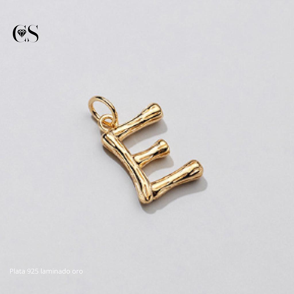Dije letra "E" Plata 925+Laminado 18k
