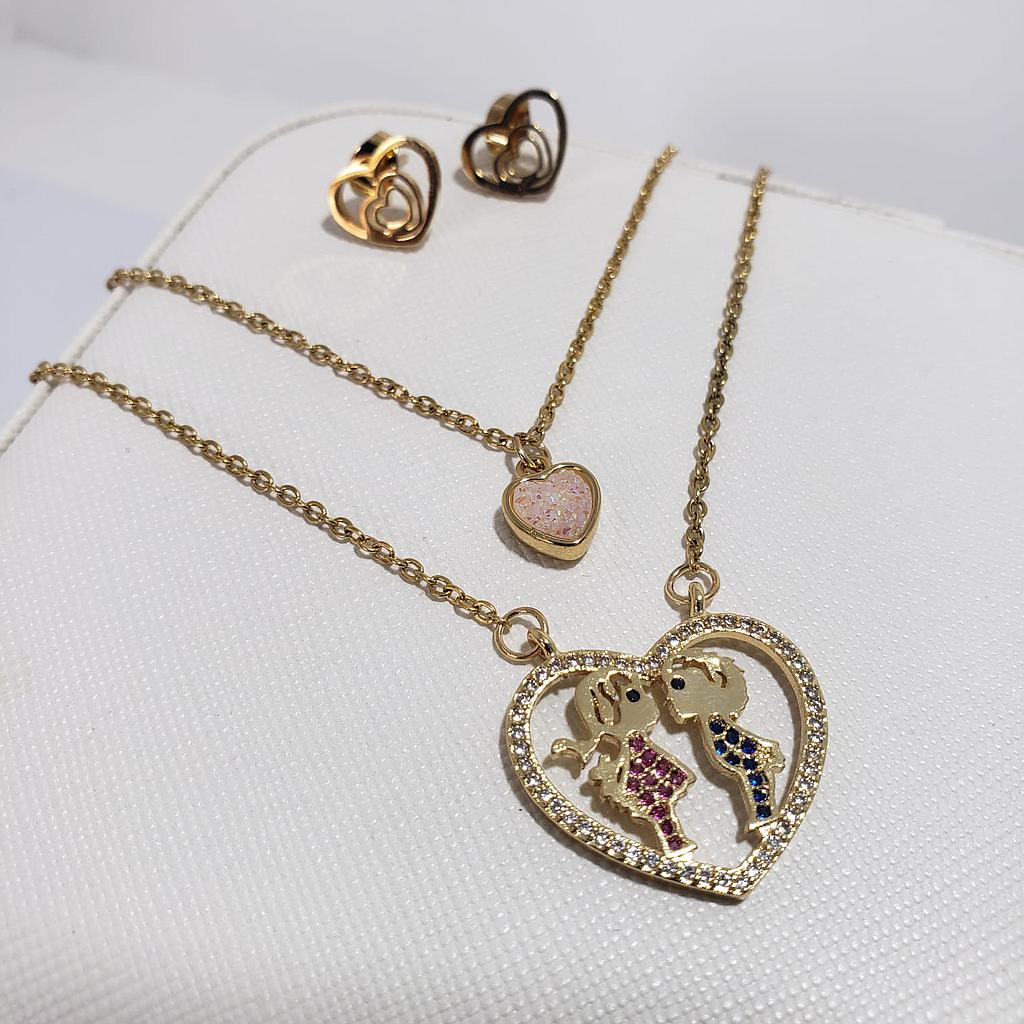 CONJUNTO CORAZON PAREJA/ACERO