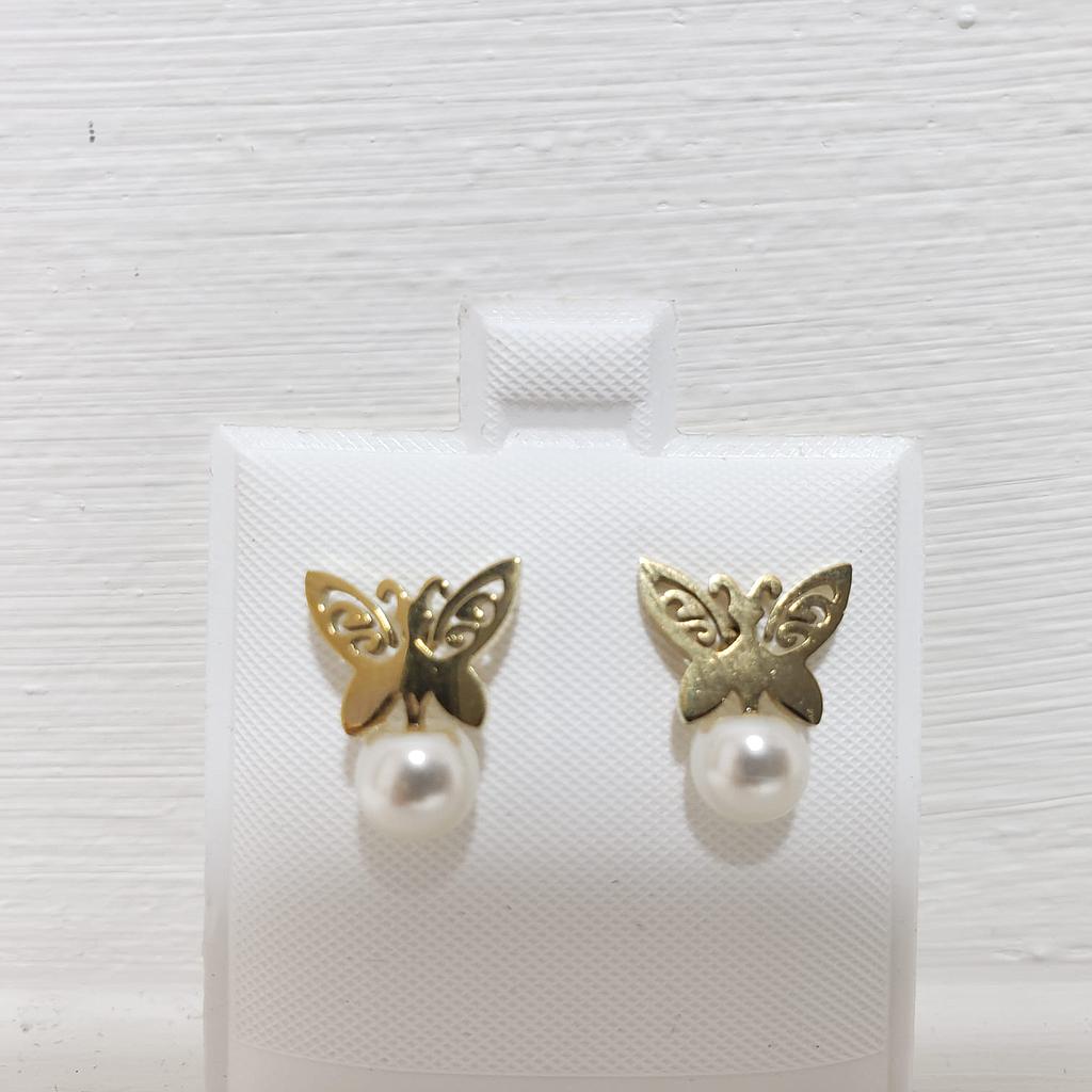 ARETES MARIPOSA CON PERLA/ACERO
