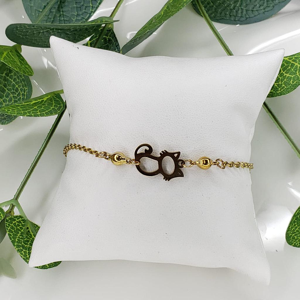 PULSERA CON DIJE GATO/ACERO