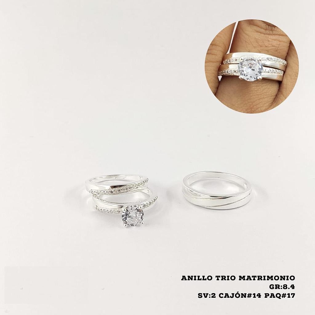SET ANILLO DE MATRIMONIO 3PCS/PLATA 926-T7/9+T8/11