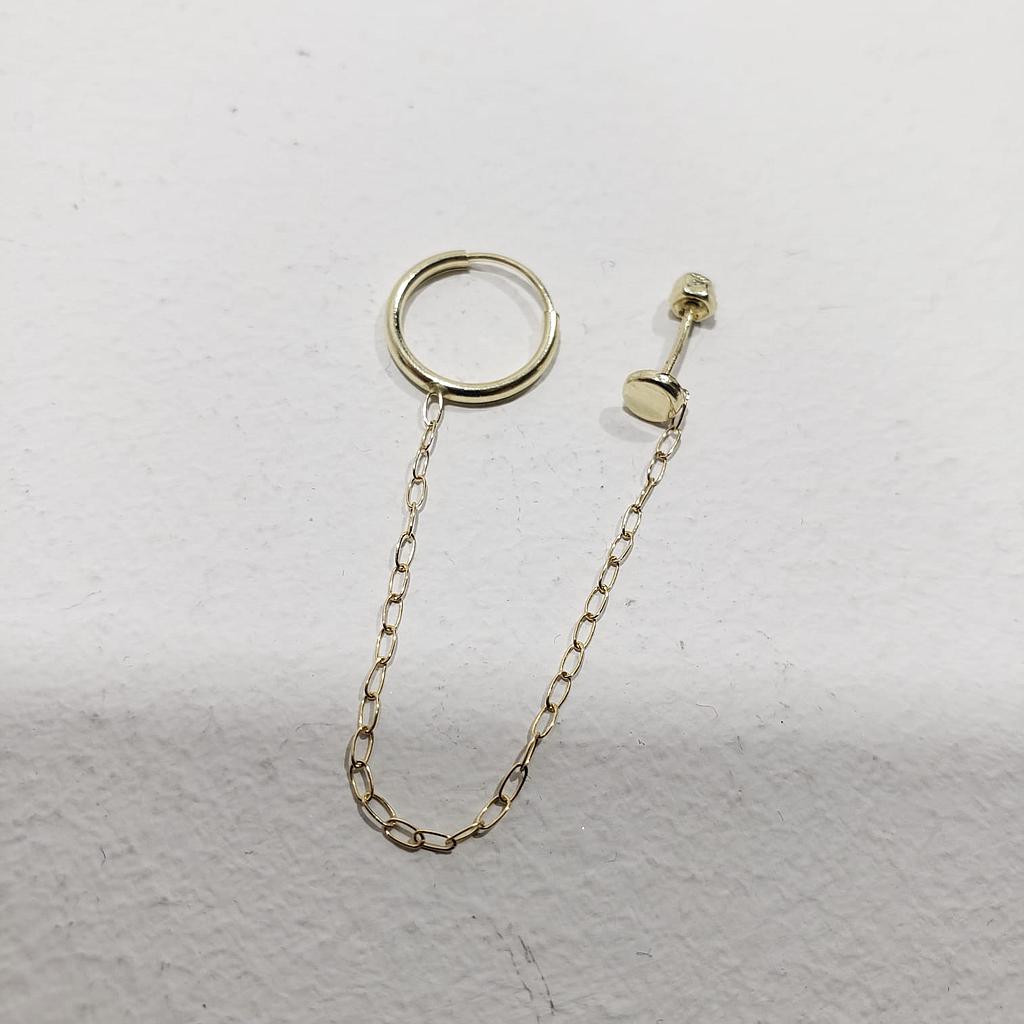 PIERCING ORO DE 10K BROQUEL CADENA ARGOLLA 1CM