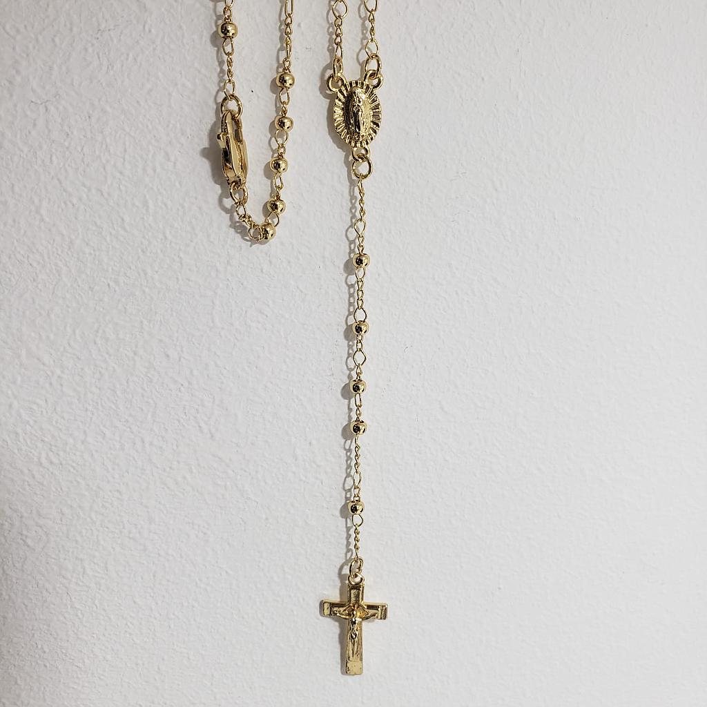 ROSARIO CHAPA DE ORO BOLITA LISA