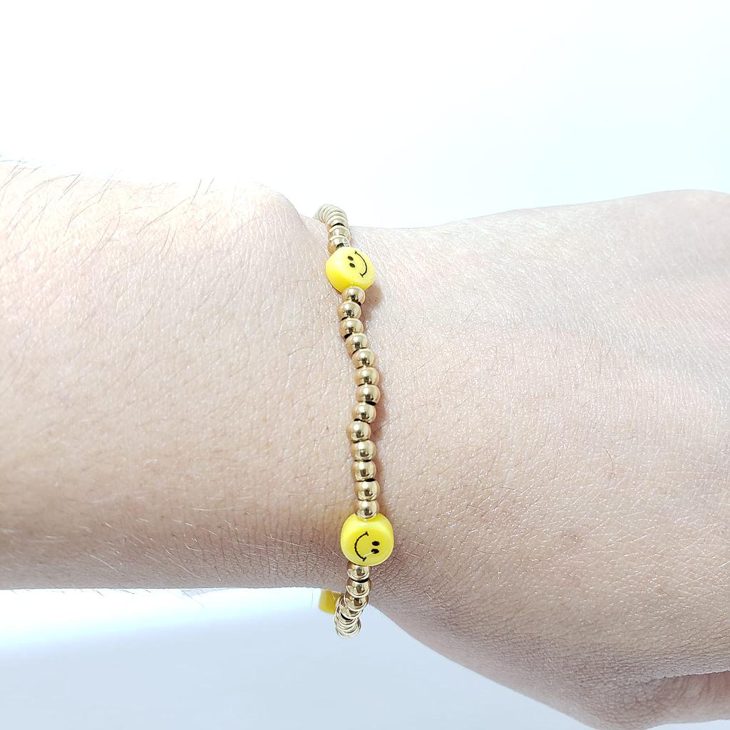 PULSERA GOLD CARITA FELIZ YELOW/ACERO INOXIDABLE