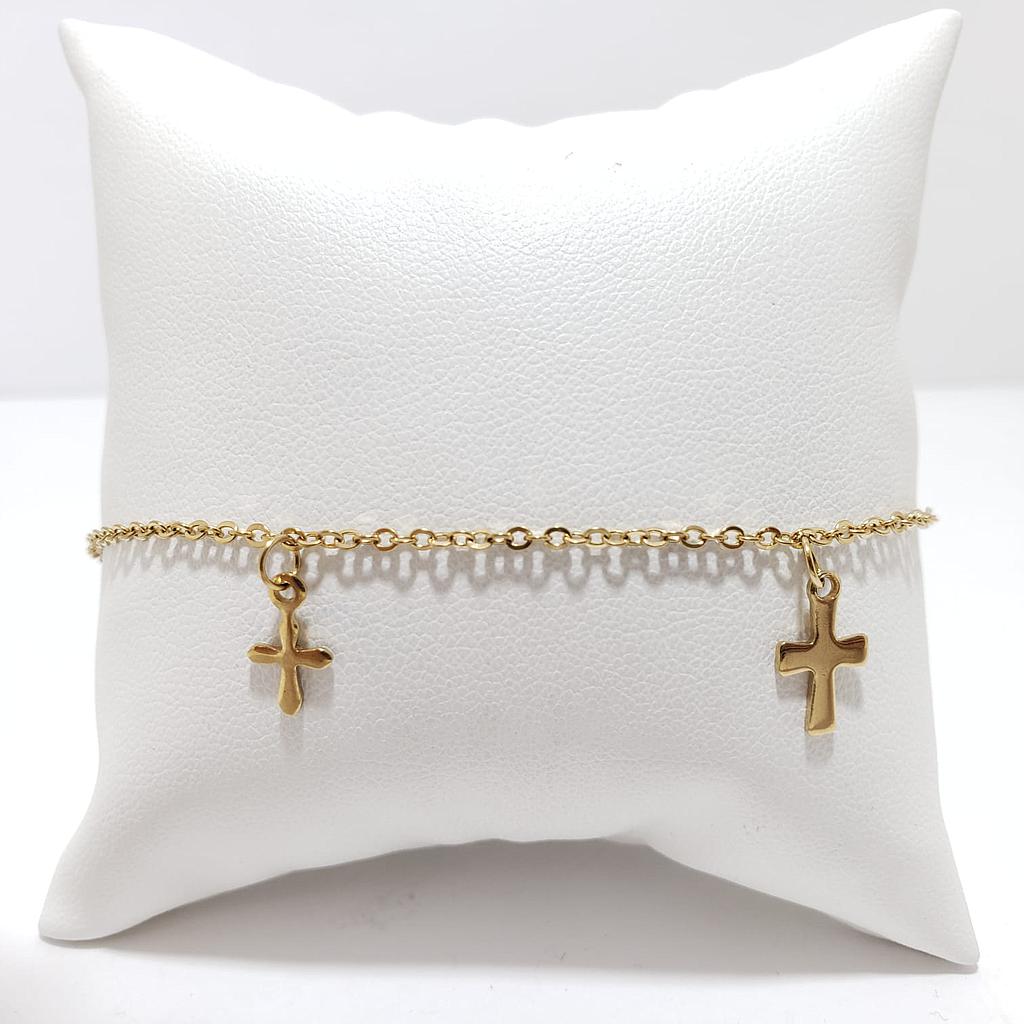 TOBILLERAS DE CRUZ GOLD/ACERO INOXIDABLE