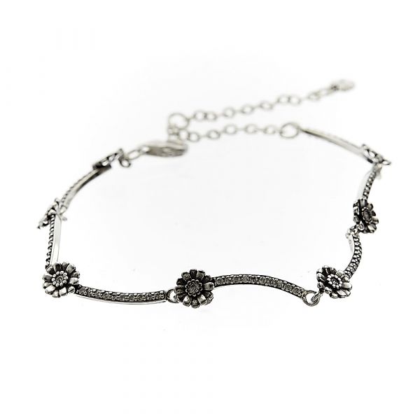 PULSERA DE FLOR/ESTILO PANDORA/PLATA 925