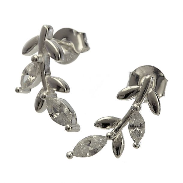 ARETES HOJA PLATA 925