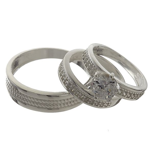 TRIO DE ANILLOS DE MATRIMONIO /PLATA 925