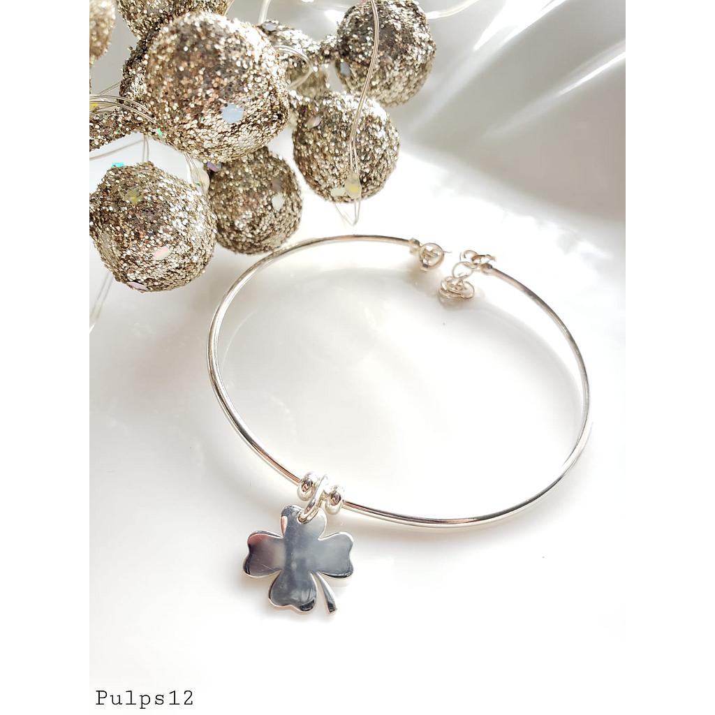 PULSERA CON DIJE COLGANTES TREVOL O MARIPOSA/PLATA 925