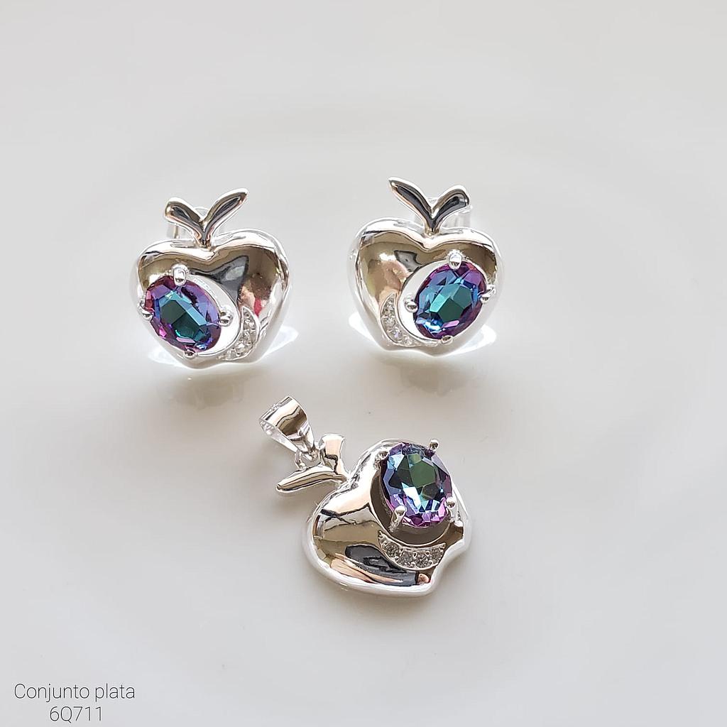 ARETES MANZANA TORNASOL/PLATA 925