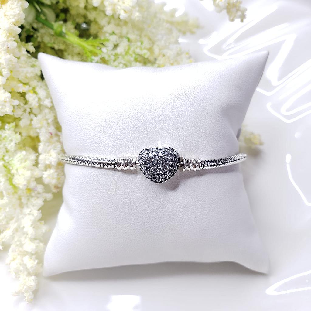 PULSERA CORAZON ESTILO PANDORA PLATA 925