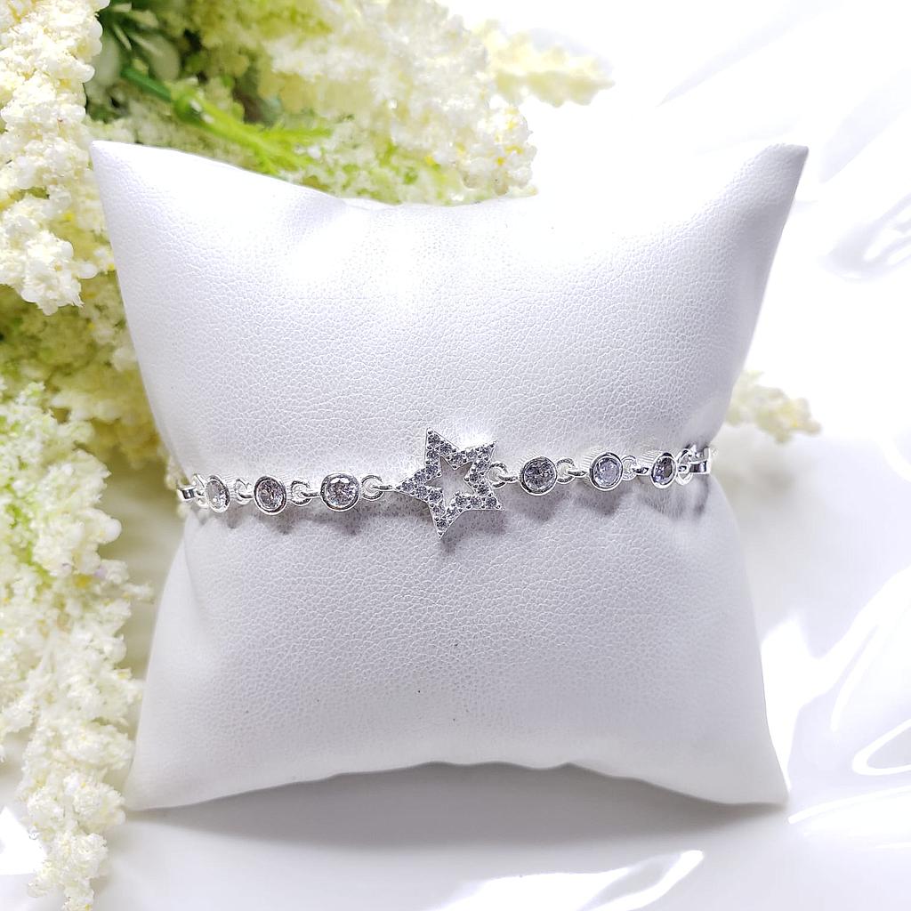 PULSERA DIJE ESTRELLA Y CIRCONIO PLATA 925