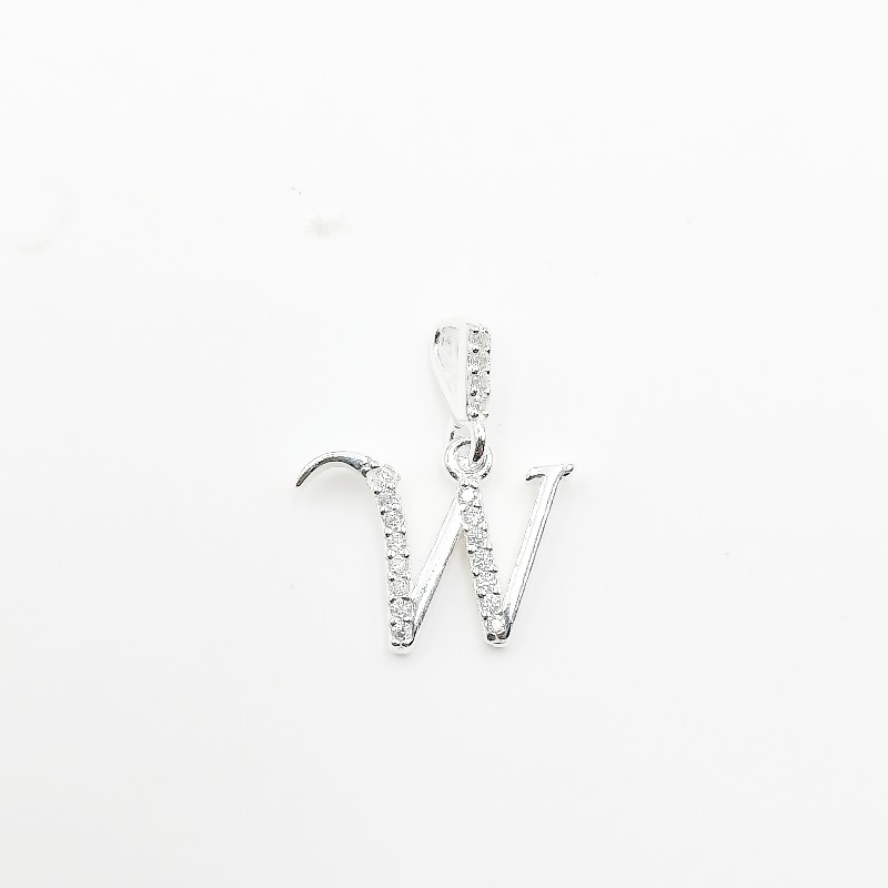 DIJE COLGANTE DE LETRA W CON CIRCONES