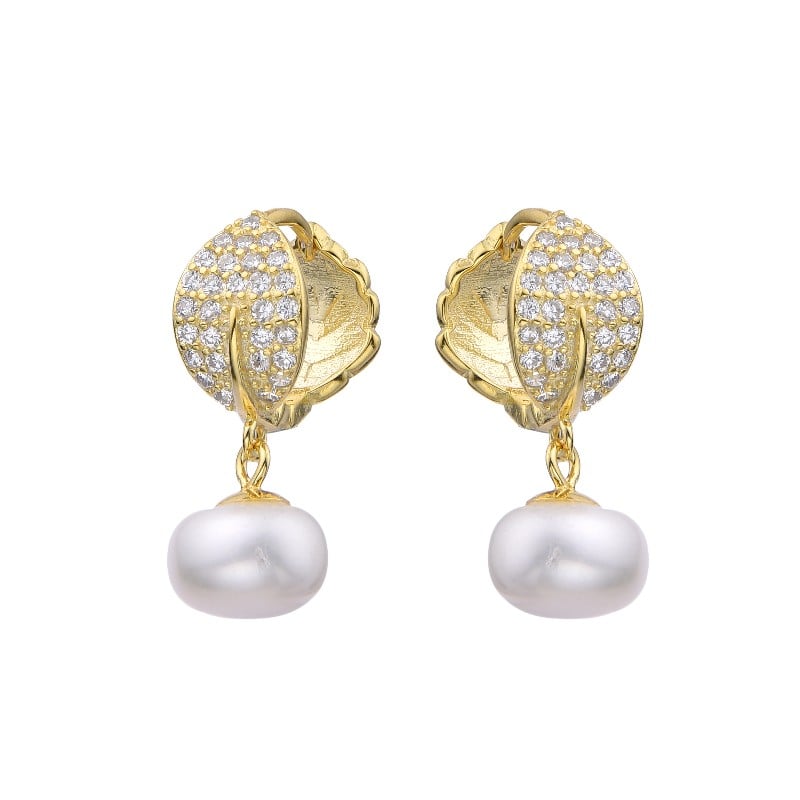 HUGGIES DE HOJA Y PERLA 14MM