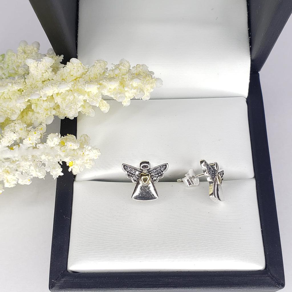 ARETES ANGEL ESTILO PANDORA PLATA 925