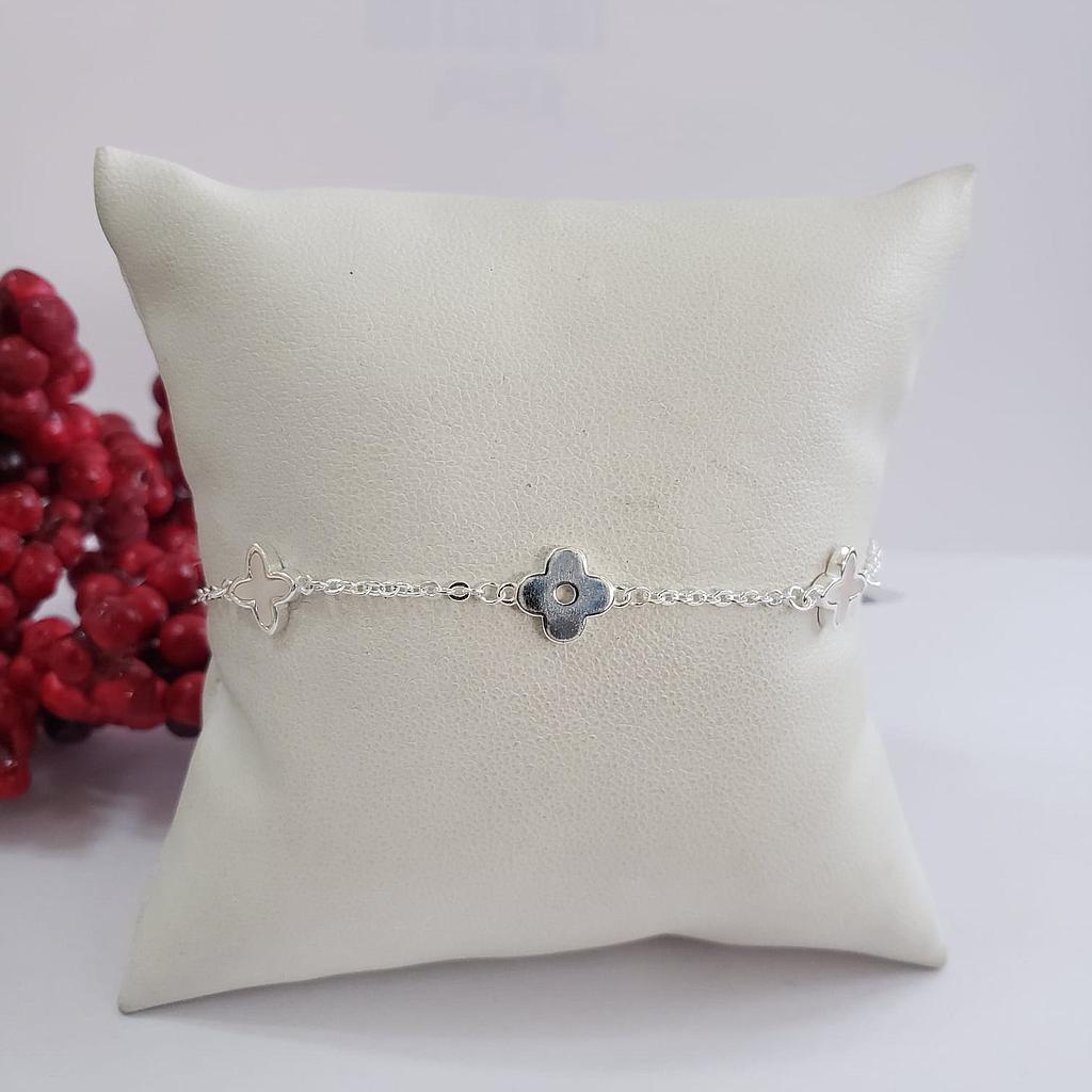 PULSERA MARIPOSA Y TREBOL PLATA 925