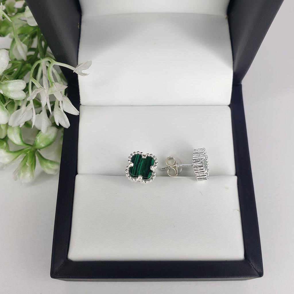 ARETES VAN CLEEF VERDE PLATA 925