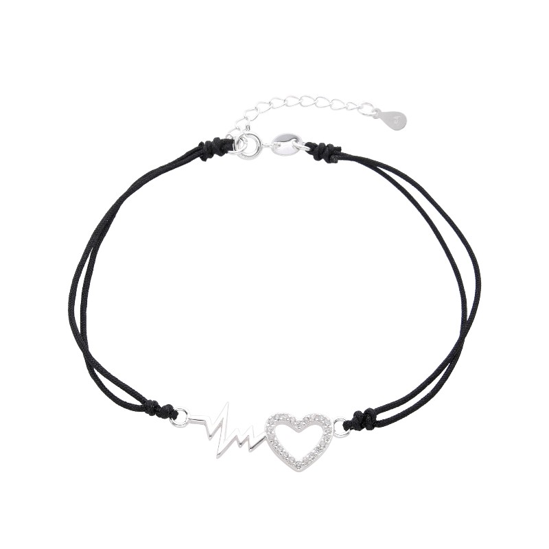 PULSERA MULTIHILO DE CORDÓN CON DIJE DE CORAZÓN Y LÍNEA DE VIDA