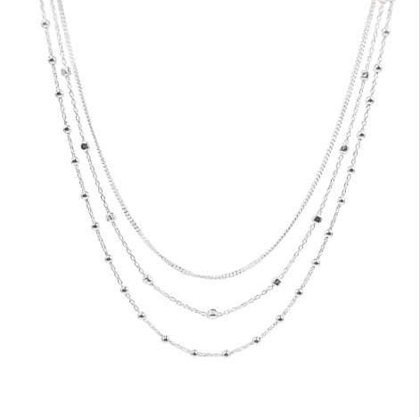 CHOKER MULTIHILO TRIPLE DE CADENA FORZATINA CON BOLITA 2.5MM