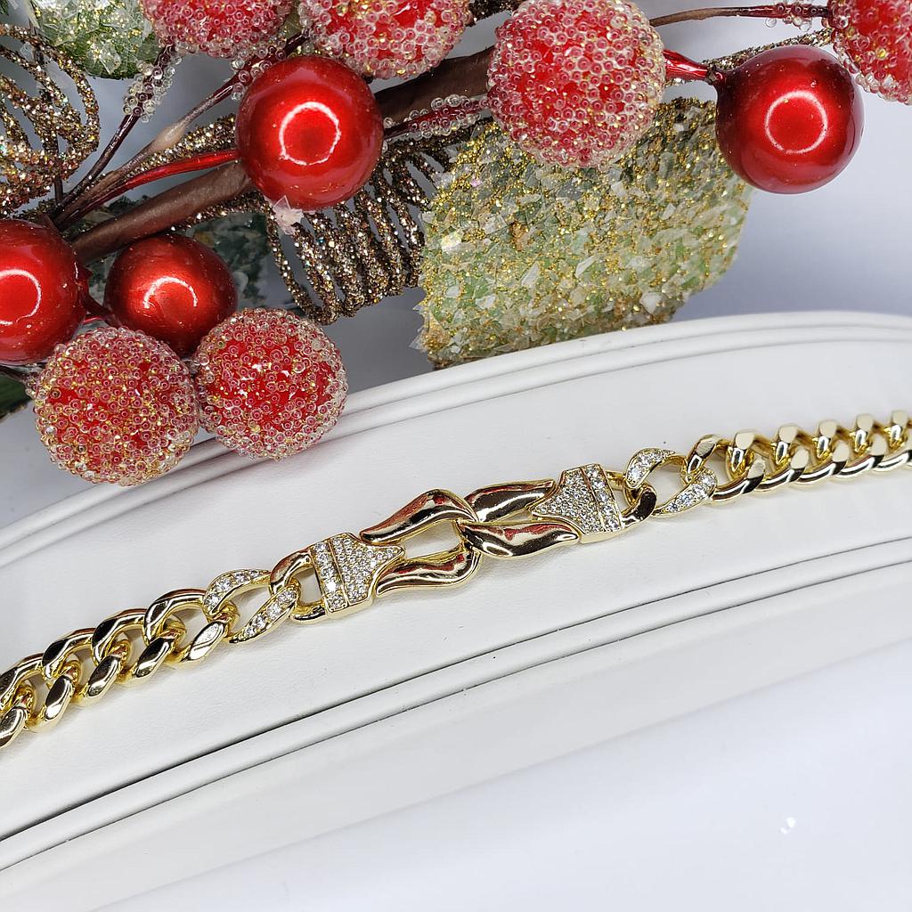 PULSERA GOLD DE ESLABONES CON CIRCONIO 