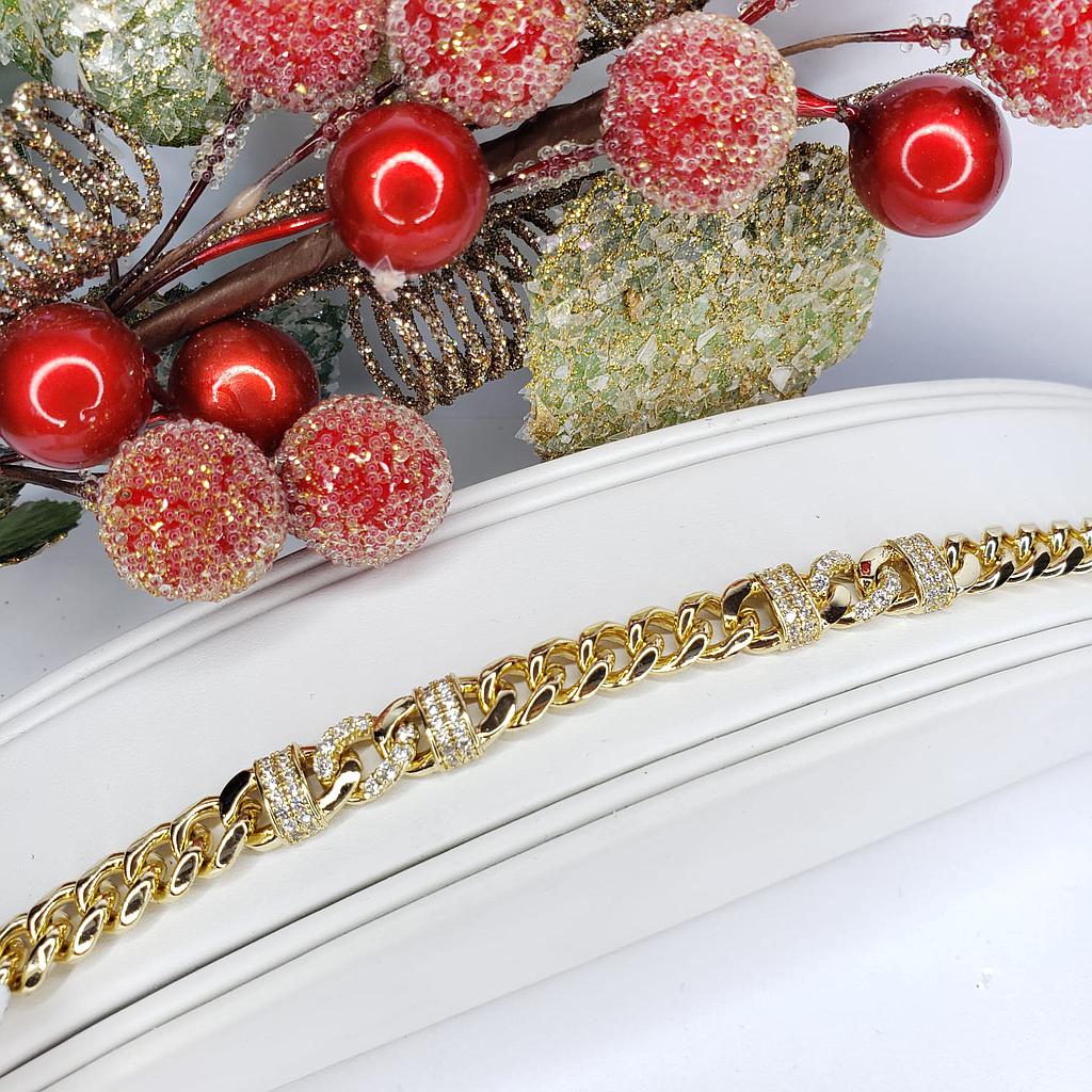 PULSERA GOLD DE ESLABONES CON CIRCONIO